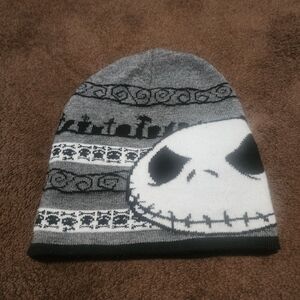 Gray and Black Jack Skellington Beanie